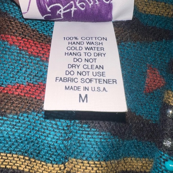 Vintage Herta Western Aztec Shawl Collar Vest Woman’s Medium Cotton Made In USA - Picture 8 of 8